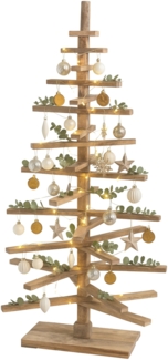 Deko-Weihnachtsbaum HWC-H77, 3D-Christbaum Weihnachtsdekoration, Shabby-Look Tannenholz verstellbar 130 x 82 x 82 cm ~ natur
