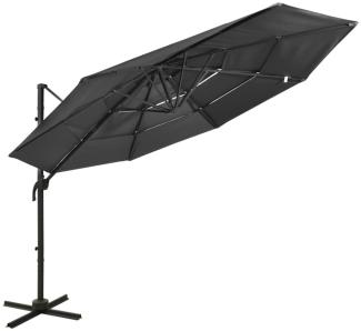 vidaXL Sonnenschirm mit Aluminium-Mast 4-lagig Anthrazit 3x3 m 313830