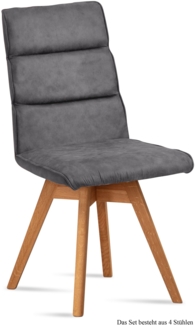 Esszimmerstuhl drehbar (4er-Set) Doris 47 x 92 x 60 Eiche geölt/Grau