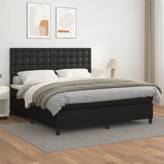 vidaXL Boxspringbett mit Matratze Schwarz 160x200 cm Kunstleder 3142851