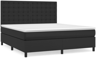 vidaXL Boxspringbett mit Matratze Schwarz 160x200 cm Kunstleder 3142851