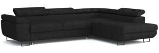 Deine Möbel 24 Wohnlandschaft ASTON Cord-Stoff Samt 277 cm breit Ecksofa Sofa Wohnzimmer L-Couch, Grau Beige Dunkelgrau Anthrazit Graphit Schwarz Hellgrau verstellbare Kopfstütze 2 Teile, mit Schlaffunktion Bettfurnktion Bettkasten Stauraum