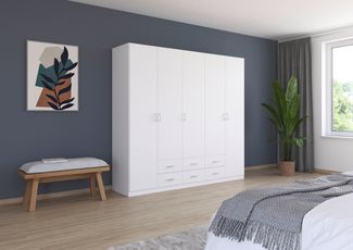 rauch Drehtürenschrank Kleiderschrank Garderobe GAMMA Breiten 91/136/181/226/271/315/360 cm (in 3 Ausstattungen BASIC/CLASSIC/PREMIUM (inkl. SOFT-CLOSE-Funktion) mit Schubladen, verschiedene Griff-Varianten TOPSELLER MADE IN GERMANY
