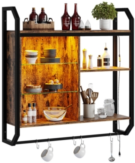 Bestier Wandregal Küchenregal, LED-Gaming-Regale (19.8 x 84 x 88.6 cm) mit verstellbarem, Badezimmer Regal, Schweberegal für Gaming Zimmer, Wein, Kaffee Bar