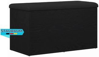 Sitzbank JONA mit Stauraum Schwarz Eichen-Optik 82 x 42 x 45 cm | Aufbewahrungsbank Flurbank Garderobenbank