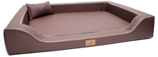 MELODY LATEX Anti-Haar Kunstleder | Orthopädisches LUXUS-Hundebett - 01 Braun, 120x85cm