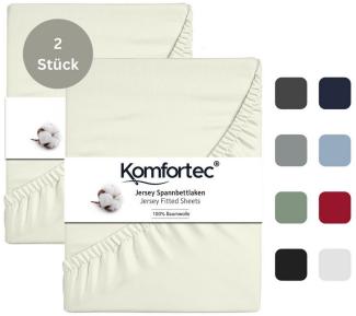 Komfortec Spannbettlaken Jersey Spannbettuch, 90x200, 140x200, 160x200, 180x200 oder 200x200 cm, 100% Baumwolle (135 g/m), Gummizug: Rundum, (2 Stück), OEKO-TEX® Standard 100 Zertifisiert, für Matratzen bis 25 cm Höhe