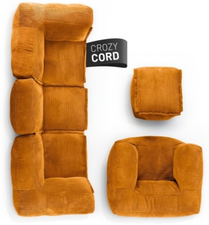Lumaland Modulares Basic Set - Cord-Reihe | Indoor Sitzsäcke mit Softer Struktur, ideal Sofa Modulen & zum Pouf | Bean Bag mit Füllung - für Wohnzimmer & Co.