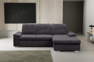 WERK2 Ecksofa Carmen, mit Bettksten, Sitz- & Rückenheftung, Breite 261 cm, L-Form, ohne Sitztiefenverstellung, Luxus-Microfaser Chenille, Anthrazit