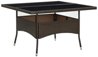vidaXL Garten-Esstisch Braun Poly Rattan und Glas 310556