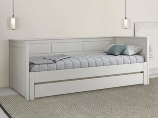 Lüttenhütt Funktionsbett " ERIK " TOPSELLER! Daybed, Gästebett, Kinderbett, Massivholz (Kiefer), 2. Schlafplatz ausziehbar, moderner Landhausstil, Schublade optional