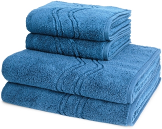 Ross Cashmere feeling 4 tlg. Frottier-Set - 2 X Handtuch (50 X 100cm), 2 X Duschtuch (75 X 140cm) - 520 g/m2 - Ozean