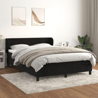 vidaXL Boxspringbett mit Matratze Schwarz 140x200 cm Samt 3127555