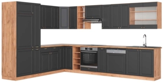Eckküche Fame-Line Anthrazit Landhaus/Goldkraft Eiche 347 x 60 cm , AP Eiche Vicco