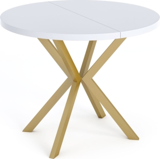 WFL GROUP Esstisch Flora (Ausziehbarer runder Esstisch, Industrial Design, 100-176 x 100 x 76 cm), Ausziehbarer runder Esstisch, Industrial Design, 100-176 x 100 x 76 cm.