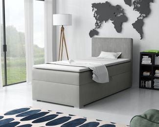 Deine Möbel 24 Boxspringbett DON Boxbett Einzelbett Polsterbett Jugendbett (Beige Hellgrau Grau Anthrazit Schwarz, 3-St, Set), 90x200 100x200 Velours Cord