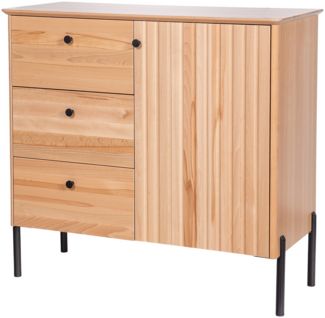 Sideboard Holzkommode Holzschrank 93 x 41 x 88 mit 3 Schubladen und Tür Kernbuche massiv 90.51-15