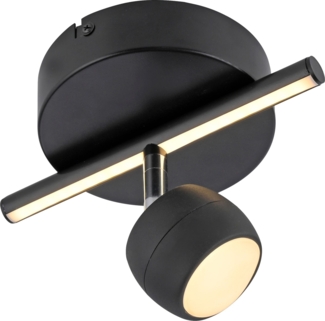 JUST LIGHT LED-Deckenleuchte 11400-18, 6,10W, 3000K, 705lm, warmweiß, IP20, schwarz