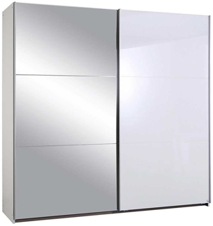 Schwebetürenschrank Hooksiel / Halle, Holzwerkstoff, Weiß, Verspiegelt, 218 x 210 x 59 cm