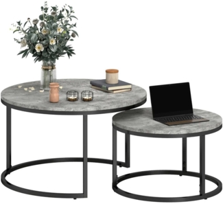 XDOVET Couchtisch 2 Couchtisch-Set,runde Satztische, Kaffeetisch, Wohnzimmertisch, Metallgestell