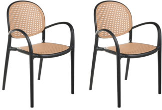Gartenstuhl 2er Set POVOLETTO Kunststoff Schwarz