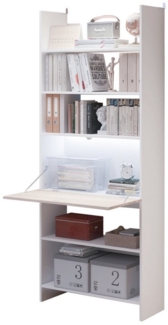 FUFU&GAGA Schreibtisch 80 x 30 x 198 cm, Weiß + Eichenholz, MDF