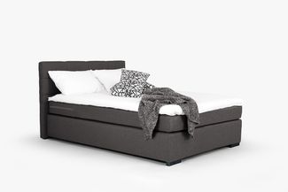 Mivano Beast Boxbett, Komfortables Polsterbett mit Durchgehender Matratze (H3) und Topper, Flachgewebe Karoo Dunkelgrau, Liegefläche 120x200 cm