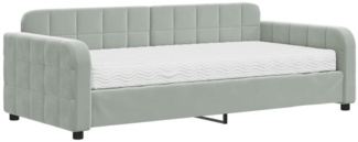 vidaXL Tagesbett mit Matratze Hellgrau 90x190 cm Samt 3196918