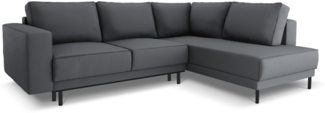 Micadoni Ecksofa Caro 5-Sitzer Strukturierter Stoff Dunkelgrau Rechts 140x208