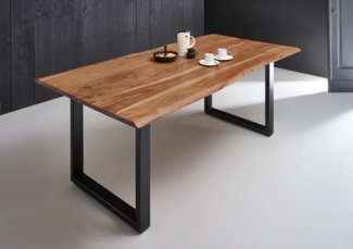 Esstisch Baumkante massiv Akazie natur 200 x 100 schwarz MILO 61830903