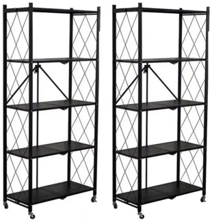 FOXSPORT Standregal mit Rollen (Zweierset), 2er-Set, Komplett-Set, Traglast von 20 kg pro Ebene, mit 5 Ablagen, Schwerlastregal, Küchenregal, 72 x 37 x 163 cm