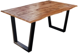 Esstisch Baumkante Massiv Mango naturfarben 160 x 85 schwarz V-Gestell DORA 70618397