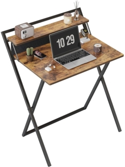 Kleiner klappbarer Schreibtisch 60 cm Computertisch Regal Braun