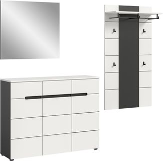 Garderobenkombination (B/H/T: 215x190x37 cm) in weiß Nachbildung