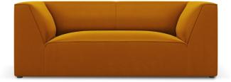 Micadoni 2-Sitzer Samtstoff Sofa Ruby | Bezug Yellow | Beinfarbe Black Plastic