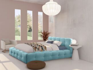 Polsterbett Doppelbett AURORA 160x200cm Komplettset in Stoff Boston Hellblau