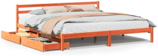 vidaXL Massivholzbett ohne Matratze Wachsbraun 180x200 Kiefernholz 3301561