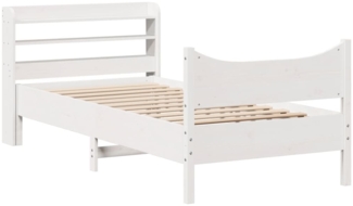 vidaXL Massivholzbett mit Kopfteil Weiß 75x190 cm Kiefer 3307069