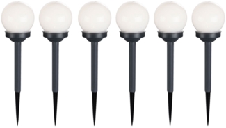 6er Set LED Solar Steckleuchten, Kugel, Erdspieß, H 39 cm