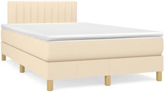 vidaXL Boxspringbett mit Matratze & LED Creme 120x190 cm Stoff 3270107