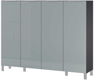 Schuhschrank vito Siriano , Glas, Holzwerkstoff , Grau , 160 x 127 x 40 cm