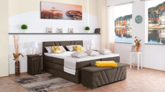 Meisterbetten Boxspringbett Terz 160x200 in DS-Sand, Matratzenbezug Nano, Komfortschaum-Topper
