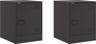 vidaXL Nachttische 2 Stk. Schwarz 34,5x39x44 cm Stahl 841608