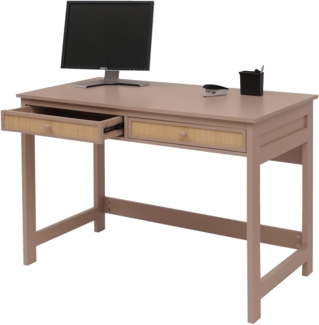 Schreibtisch HWC-O36, Bürotisch Laptoptisch Arbeitstisch, Schublade 78x110x60cm Holz ~ helltaupe