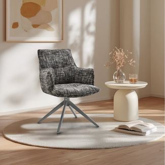 hjh LIVING Esszimmerstuhl Esszimmerstuhl Tavaro Stoff mit Armlehnen (1 St), Esszimmerstuhl Polsterstuhl drehbar mit Armlehnen, Stahlbeine