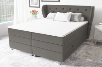 99rooms Helios Boxspringbett 180x200 cm Kunstleder MADRYT Beton Taschen-Federung
