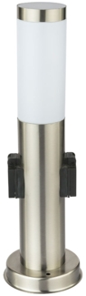 Stehlampe, 2x Steckdose, Edelstahl, H 45 cm