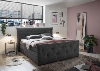 ED EXCITING DESIGN Boxspringbett Villano, mit Strasssteinen, Breite: 180cm, mit Bettkasten, inkl. Topper