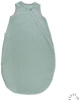 Popolini Babyschlafsack Sommer Schlafsack Musselin, Bio-Baumwolle, GOTS, Topaz Grün (1 tlg), extra langer Zwei-Wege-Zip, Seiden-Weich