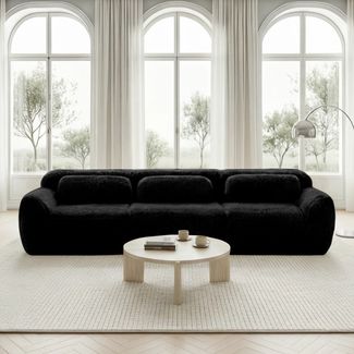 Ecksofa mit modularer Sitzfläche, Premium-Plüsch & 32D-Hochresilienz-Schaum, Schwarz, keine Montage,291*104*73 cm